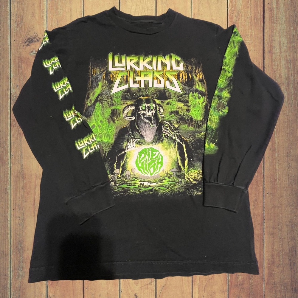 Lurking Class Sketchy Mens Small Long Sleeve Graphic T-Shirt Black Green